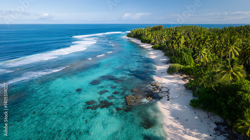 Φωτογραφία Morning Glow Across Tropical Coastlines, Ideal for Meditation, Slide Backgrounds