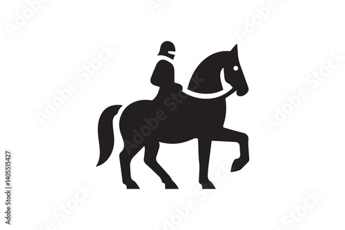 simple knight riding horse silhouette icon vector isolated in white background