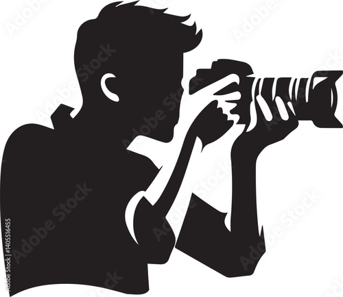 Silhouette of a Male Photographer with DSLR Camera in Action