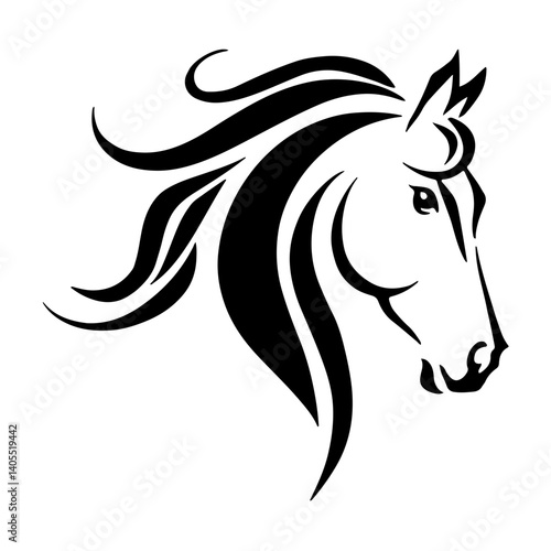 Stylized Horse Head Silhouette: Artistic Minimalism in Equine Design