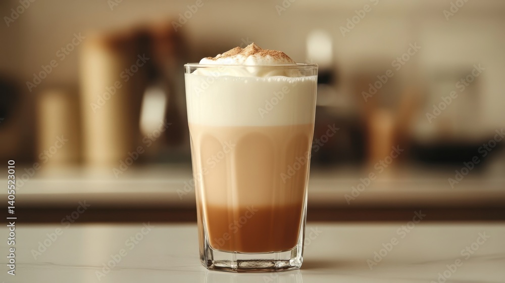 Layered coffee drink in a tall glass, topped with whipped cream and a sprinkle of spice. Rich, creamy, and inviting Layered coffee drink in a tall glass, topped with whipped cream and a sprinkle of spice. Rich, creamy, and inviting