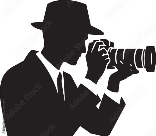 Silhouette of a Male Photographer with DSLR Camera in Action