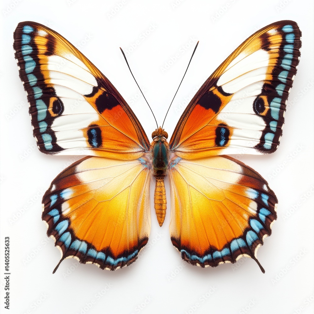 Fototapeta premium Vibrant Orange and Blue Butterfly with Detailed Wing Patterns