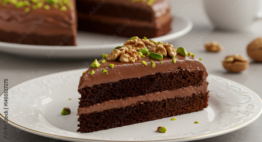 Decadent Chocolate Cake: Layers, Nuts, and Pistachios Decadent Chocolate Cake: Layers, Nuts, and Pistachios