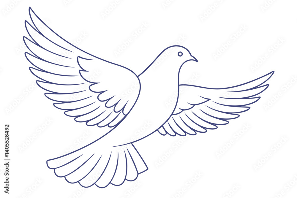 Fototapeta premium Flying Dove Outline Vector Illustration Symbol Of Peace And Freedom Celebration Design