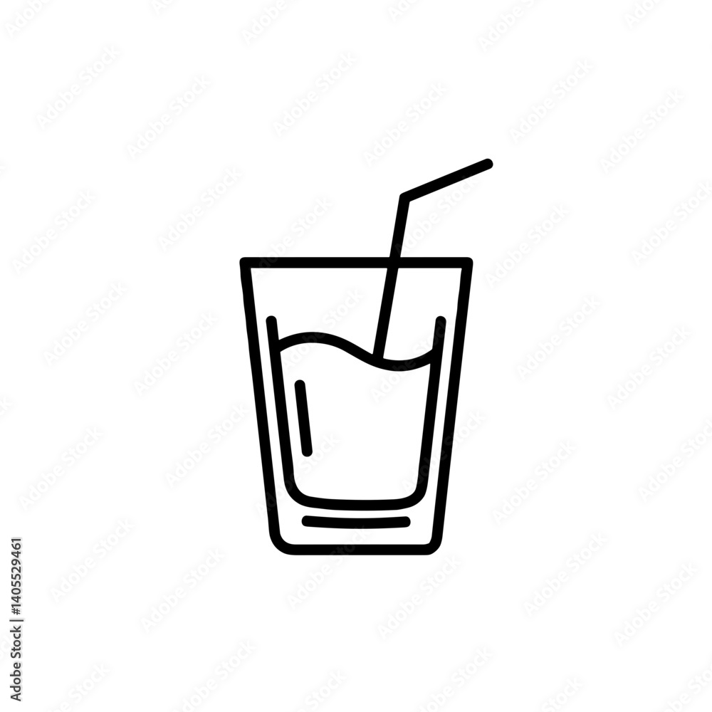 Juice in a glass with a straw icon Juice in a glass with a straw icon