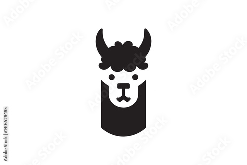 simple alpaca head silhouette icon vector isolated in white background