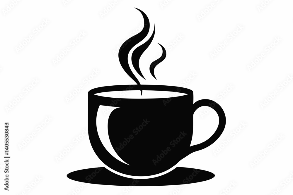 Fototapeta premium coffee mug with steam design silhouette vector illustration