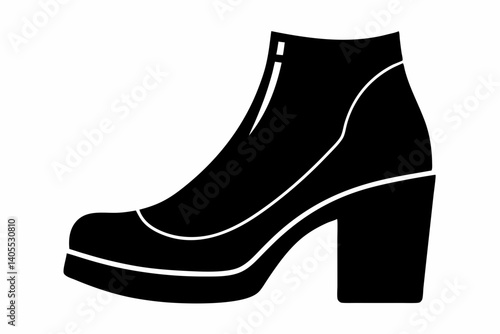chunky heel boot design silhouette vector illustration
