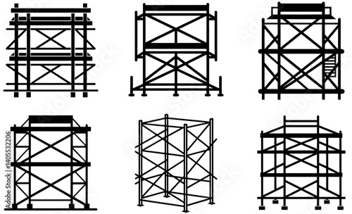 Black silhouette scaffolding structure vector illustration