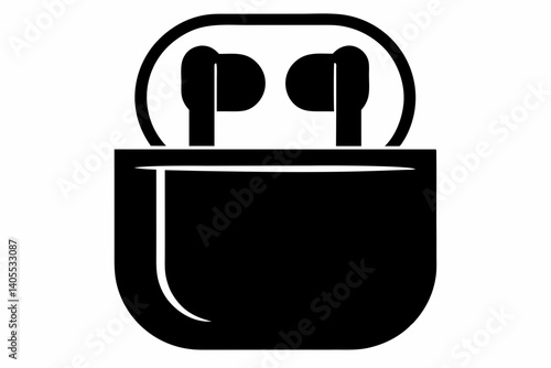 wireless earbuds case design silhouette vector illustration
