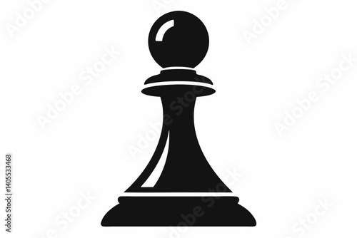 chess pawn silhouette vector black and white with white