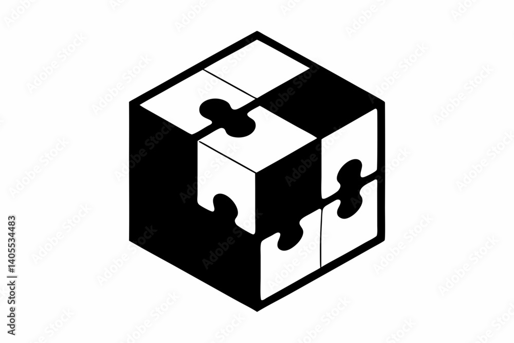 puzzle cube silhouette vector black and white with white puzzle cube silhouette vector black and white with white