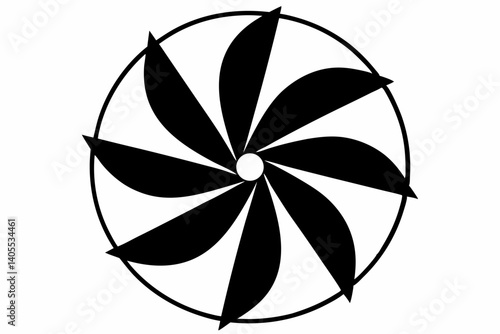 pinwheel spinning silhouette vector black and white