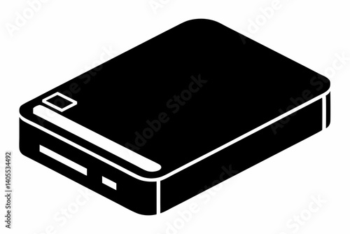 portable ssd drive silhouette vector illustration