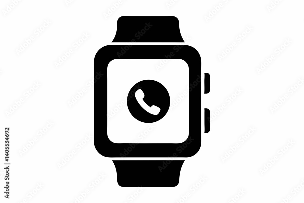 smartwatch with call icon design silhouette vector smartwatch with call icon design silhouette vector
