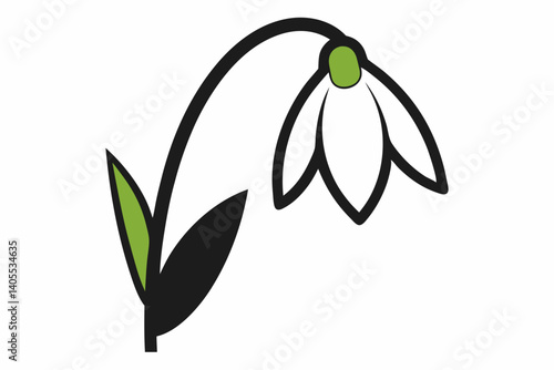 snowdrop line art vector illustration black and white