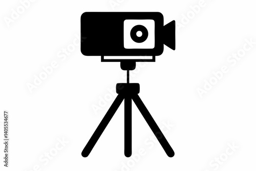 streaming webcam on tripod silhouette vector illustration