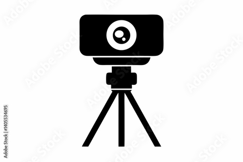 streaming webcam on tripod silhouette vector illustration
