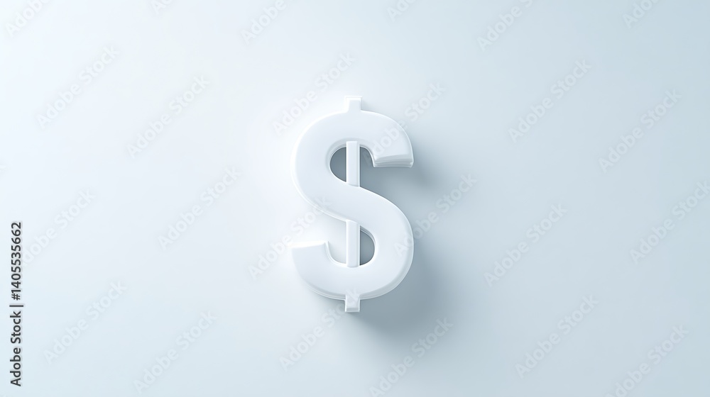 White 3D Dollar Sign on White Background White 3D Dollar Sign on White Background