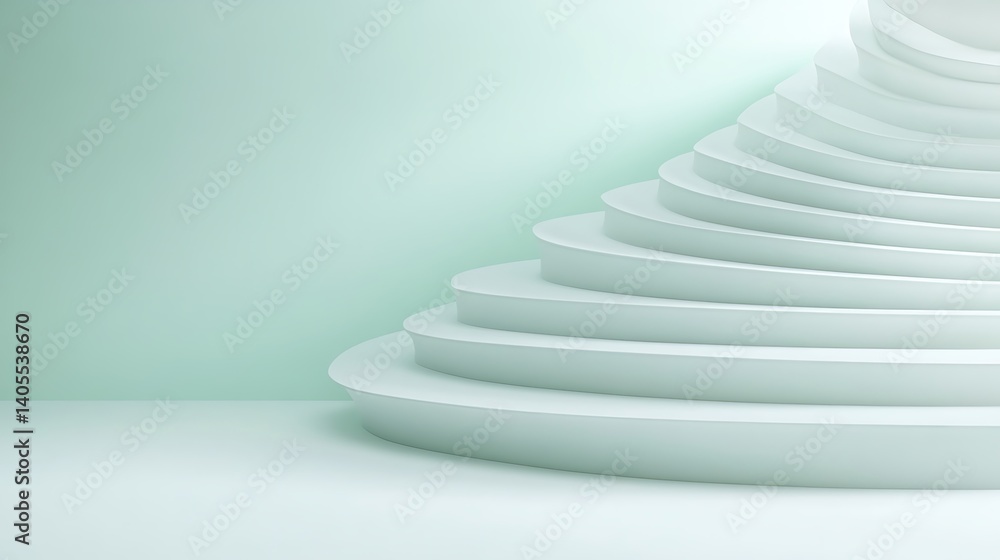 Abstract Geometric Composition of Layered Curved White Shapes Abstract Geometric Composition of Layered Curved White Shapes