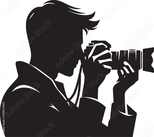 Silhouette of a Male Photographer with DSLR Camera in Action