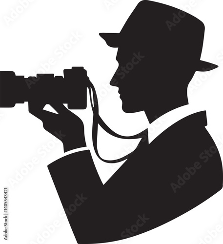 Silhouette of a Male Photographer with DSLR Camera in Action

