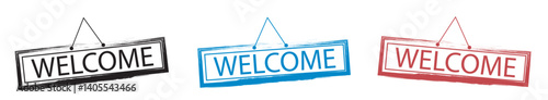 Welcome text button sign icon, Welcome hanging symbol, Vector illustration.