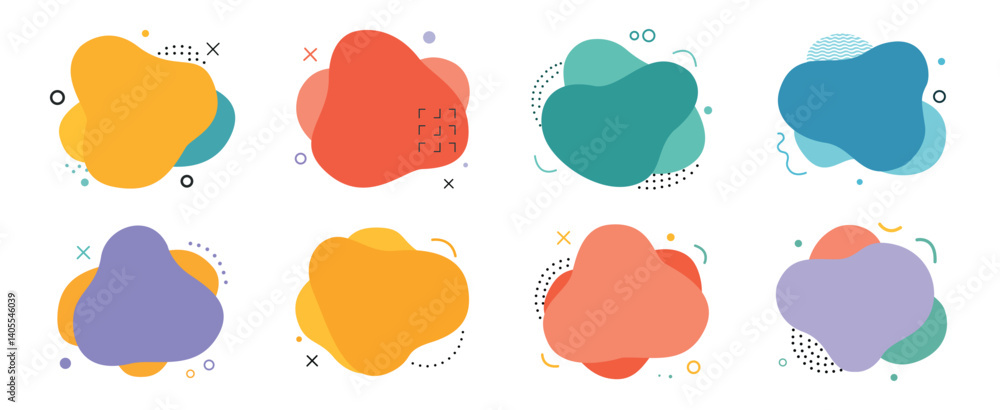 Modern Abstract Fluid Shapes Collection with Colorful Geometric Elements for Design and Backgrounds Modern Abstract Fluid Shapes Collection with Colorful Geometric Elements for Design and Backgrounds