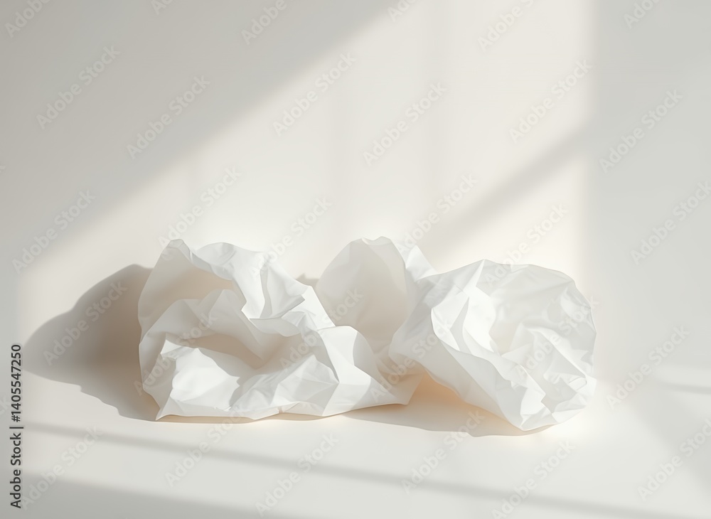Crumpled White Paper in Soft Sunlight Crumpled White Paper in Soft Sunlight