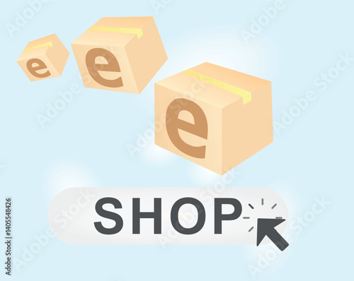 E buy cart concept. vector