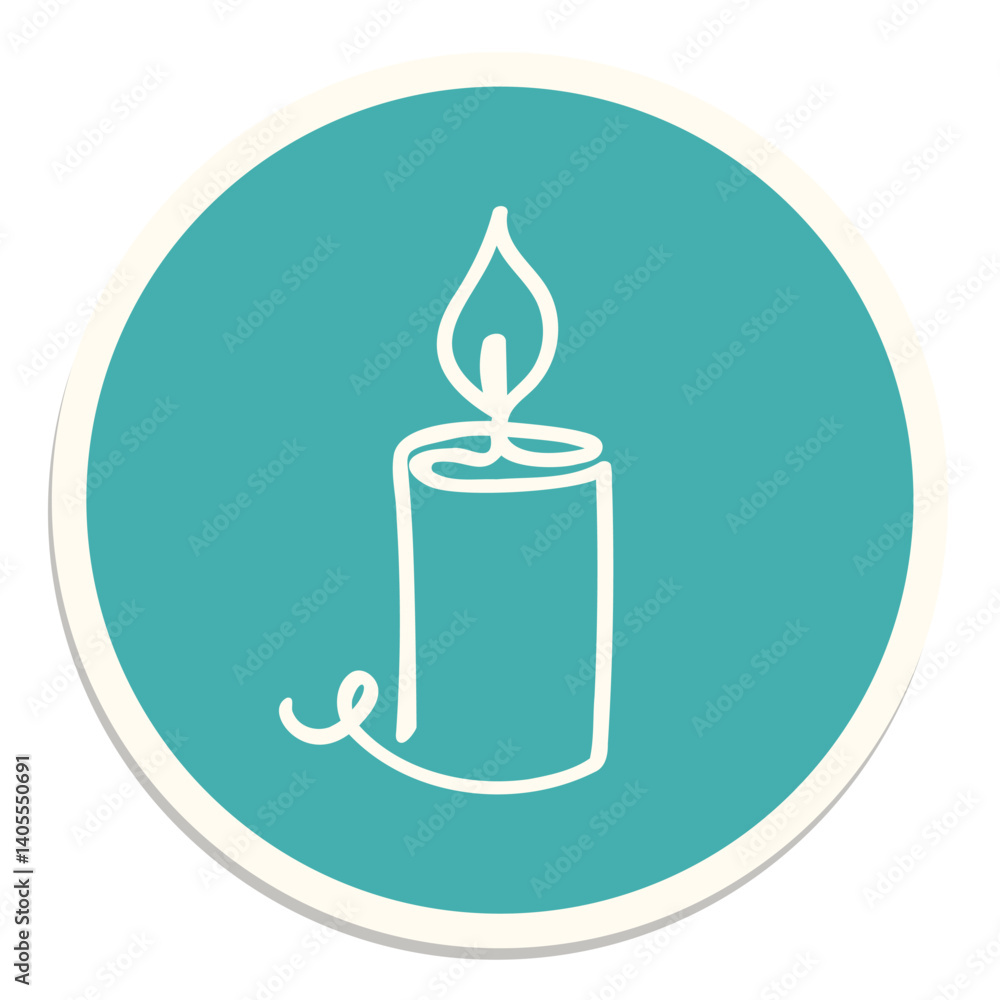 Obraz premium An elegant one-line drawing of a burning candle, featuring a simple flame and a sleek vertical form.