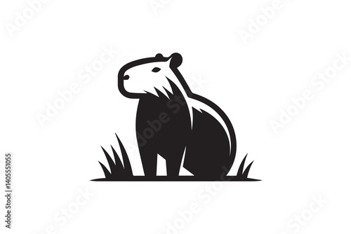 simple capybara silhouette icon vector isolated in white background