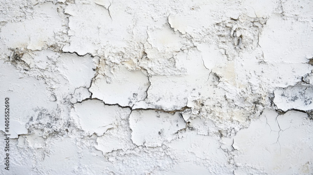 Fototapeta premium Cracked and Peeling White Wall Texture for Background Use