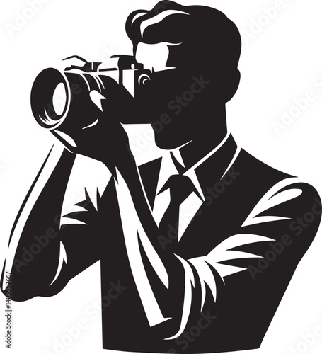 Silhouette of a Male Photographer with DSLR Camera in Action

