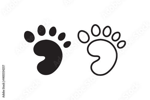 simple Human footprint silhouette icon vector isolated in white background