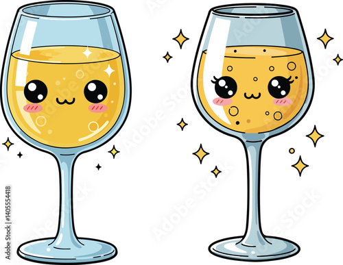 Wallpaper Mural Cute & Funny Cartoon Champagne Glass Clipart Vector Set – Adorable Celebration Drink Illustrations Torontodigital.ca
