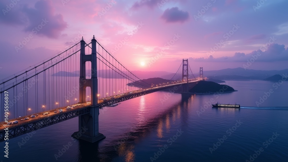 Fototapeta premium The dazzling sunset over the bridge