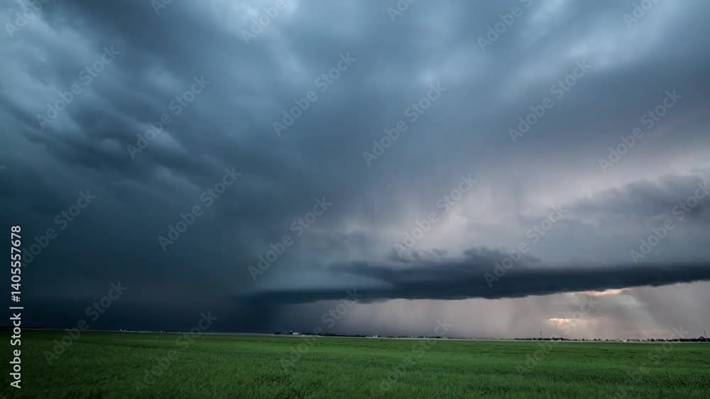 Panoramic view of a thunderstorm in nature. Panoramic view of a thunderstorm in nature.