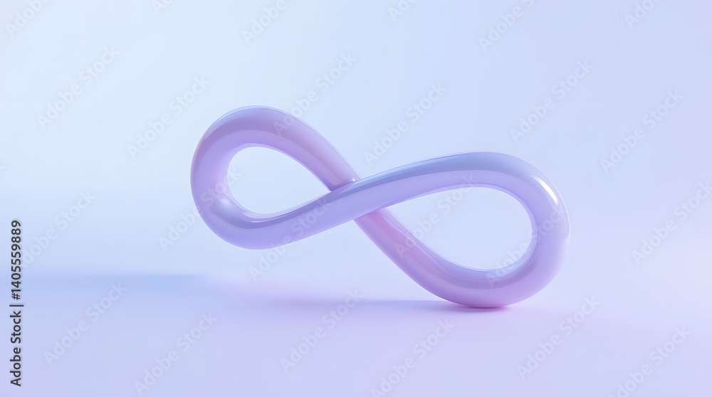 3D infinity symbol, soft pastel hues, floating on light background. Minimalist design, ideal for modern branding, abstract concepts, or digital art projects. 3D infinity symbol, soft pastel hues, floating on light background. Minimalist design, ideal for modern branding, abstract concepts, or digital art projects.