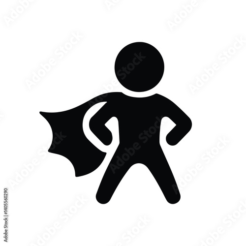 super hero, icon, isolated silhouette stickman, man in cape