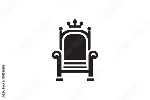 simple throne chair silhouette icon vector isolated in white background