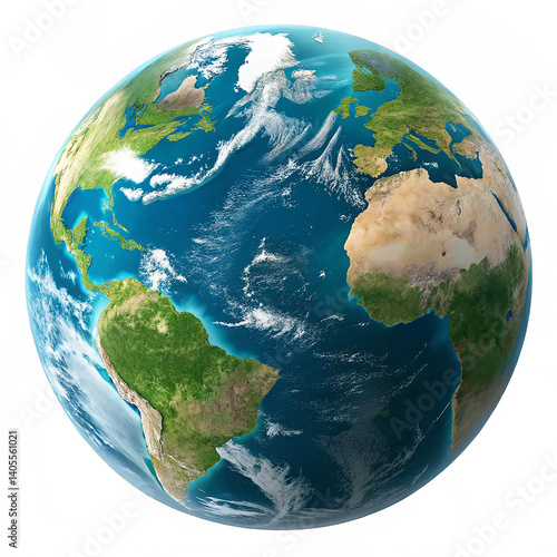 Fototapeta Naklejka Na Ścianę i Meble -  planet earth on white background 3d realistic globe