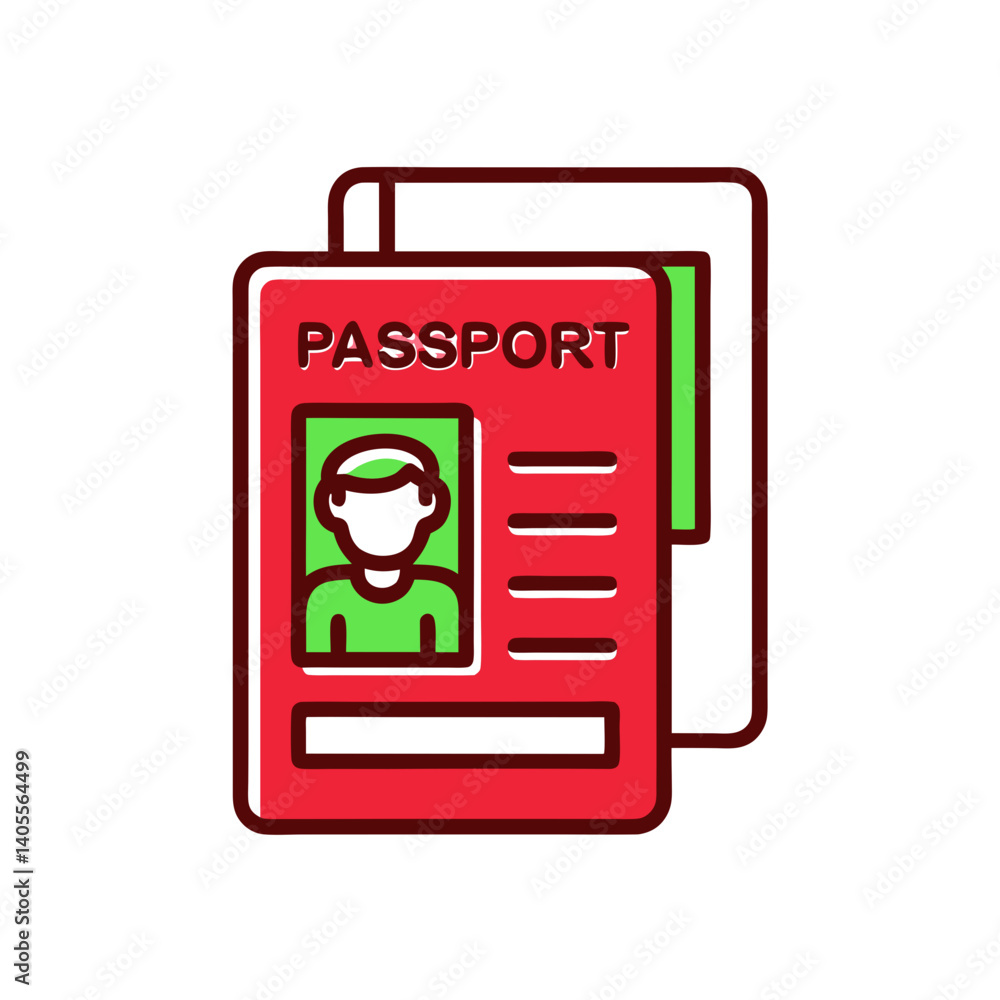 Naklejka premium Icon of a passport with person illustration