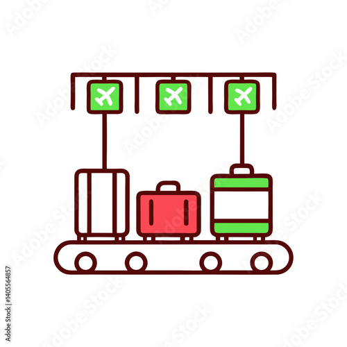 Luggage on Trolley at Airport Check-in Conveyer  