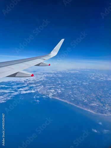 Aerial view of the French countryside from a British Airways flight from Rome to London.