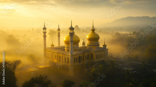 Breathtaking Sunrise Over Komlapur 3 Gombuj Mosque with Golden Light Reflecting on Its Serene Domes (1)