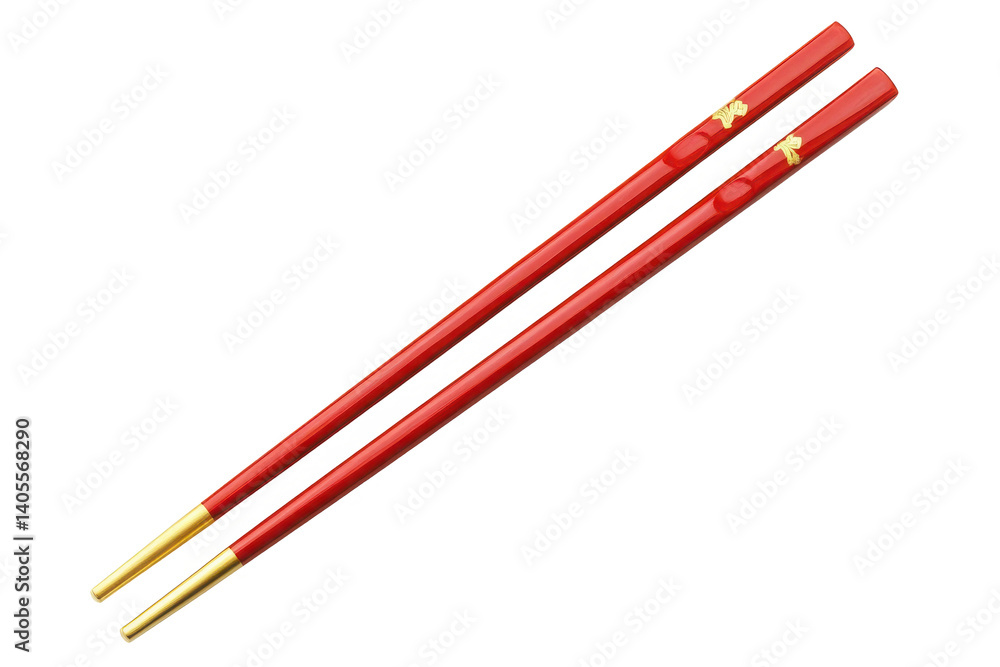 Pair of traditional chopsticks in red and gold showcasing an elegant design Ideal for themes related to Asian culture dining or culinary arts Isolated with transparent background. Pair of traditional chopsticks in red and gold showcasing an elegant design Ideal for themes related to Asian culture dining or culinary arts Isolated with transparent background.