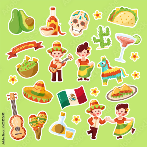 Cute Cinco de Mayo Sticker set