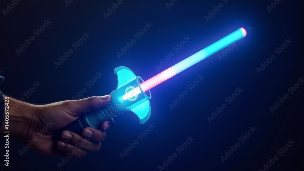 Colorful lightsaber lights up the night sky Colorful lightsaber lights up the night sky